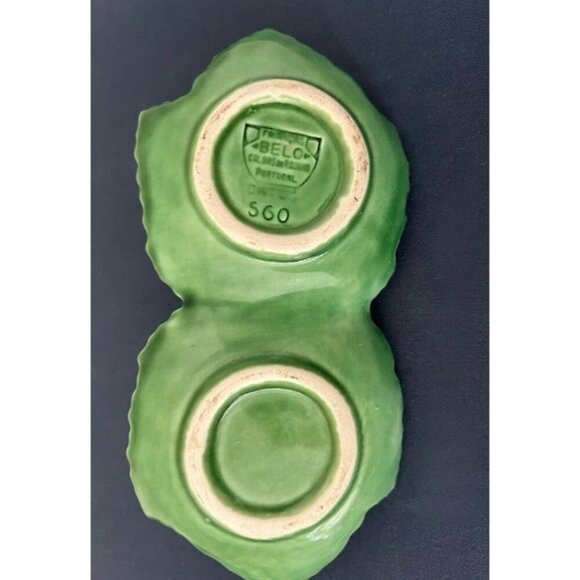 Vintage BELO Double Grape Leaf Dish w/ Branch Handle 560 Made in Portugal - Picture 4 of 5